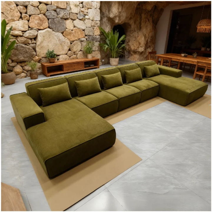 Canapé d'angle convertible en cuir