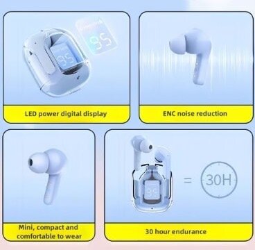Écouteurs Bluetooth LED transp