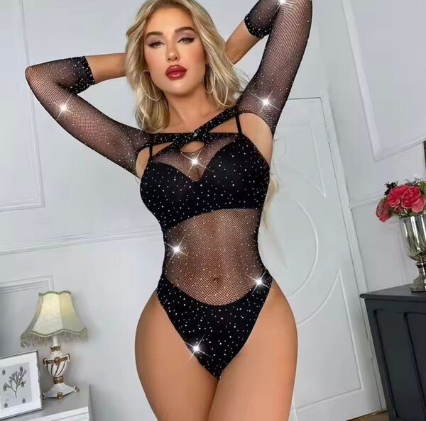 Body sexy à paillettes noire
