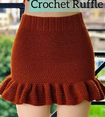 Jupe courte en crochet marron