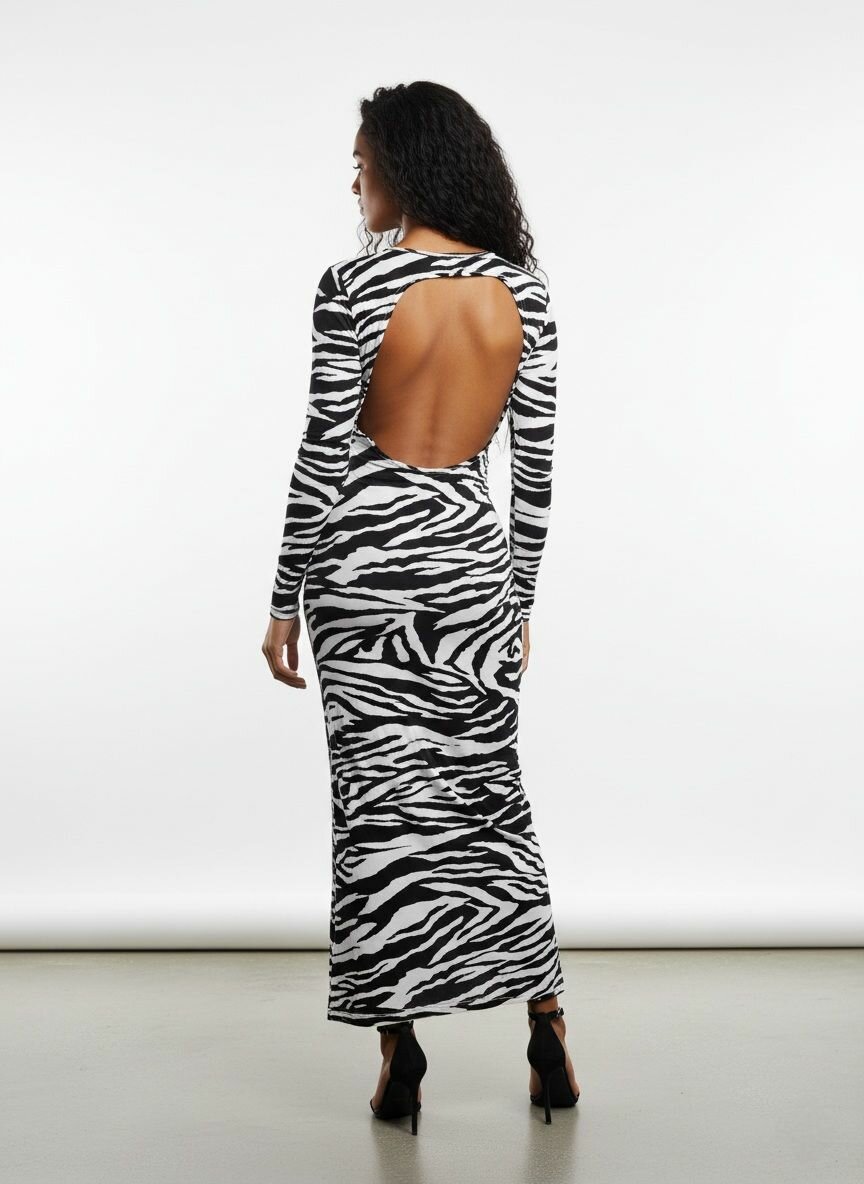 Robe Longue Zébrée Élégante