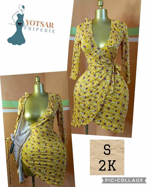 Robe jaune fleurie YOTSAR FRIPERIE