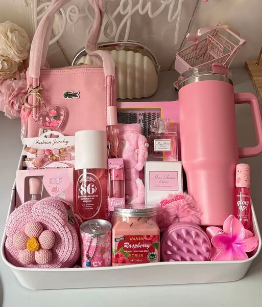 Panier Cadeau Rose pour Femme