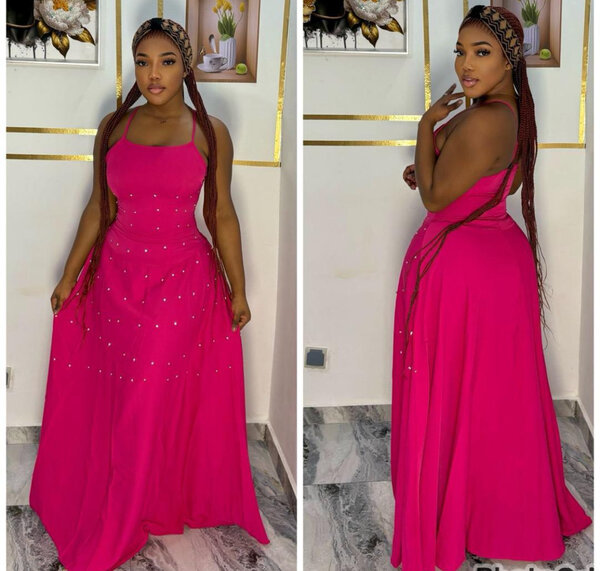 Robe longue élégante rose