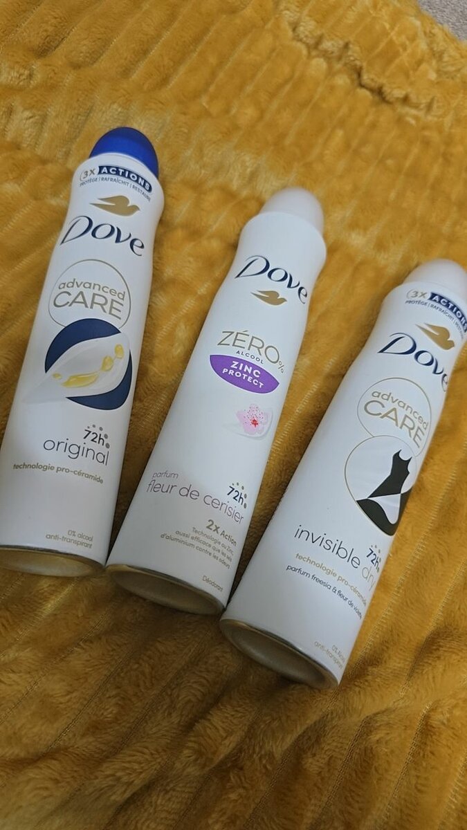 Déodorant spray Dove, Sanex, Narta pour homme et femme