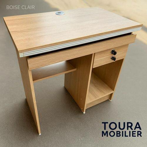Bureau bois clair avec rangements