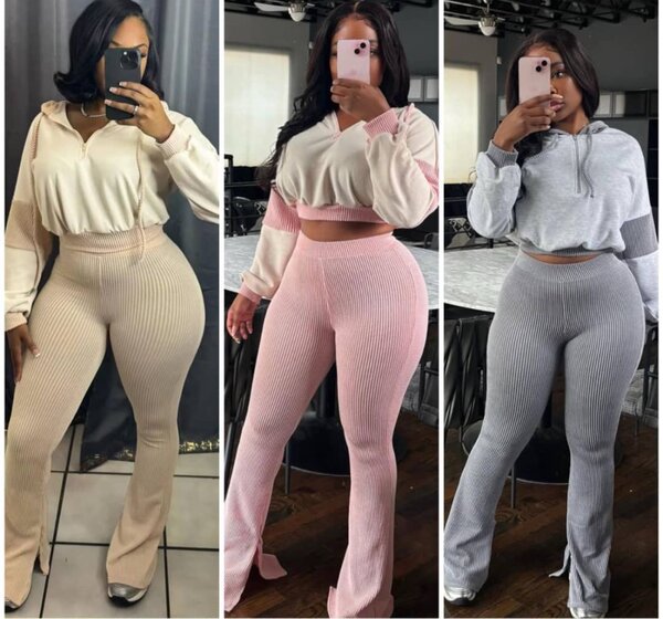 Ensemble sweat et pantalon côtelé