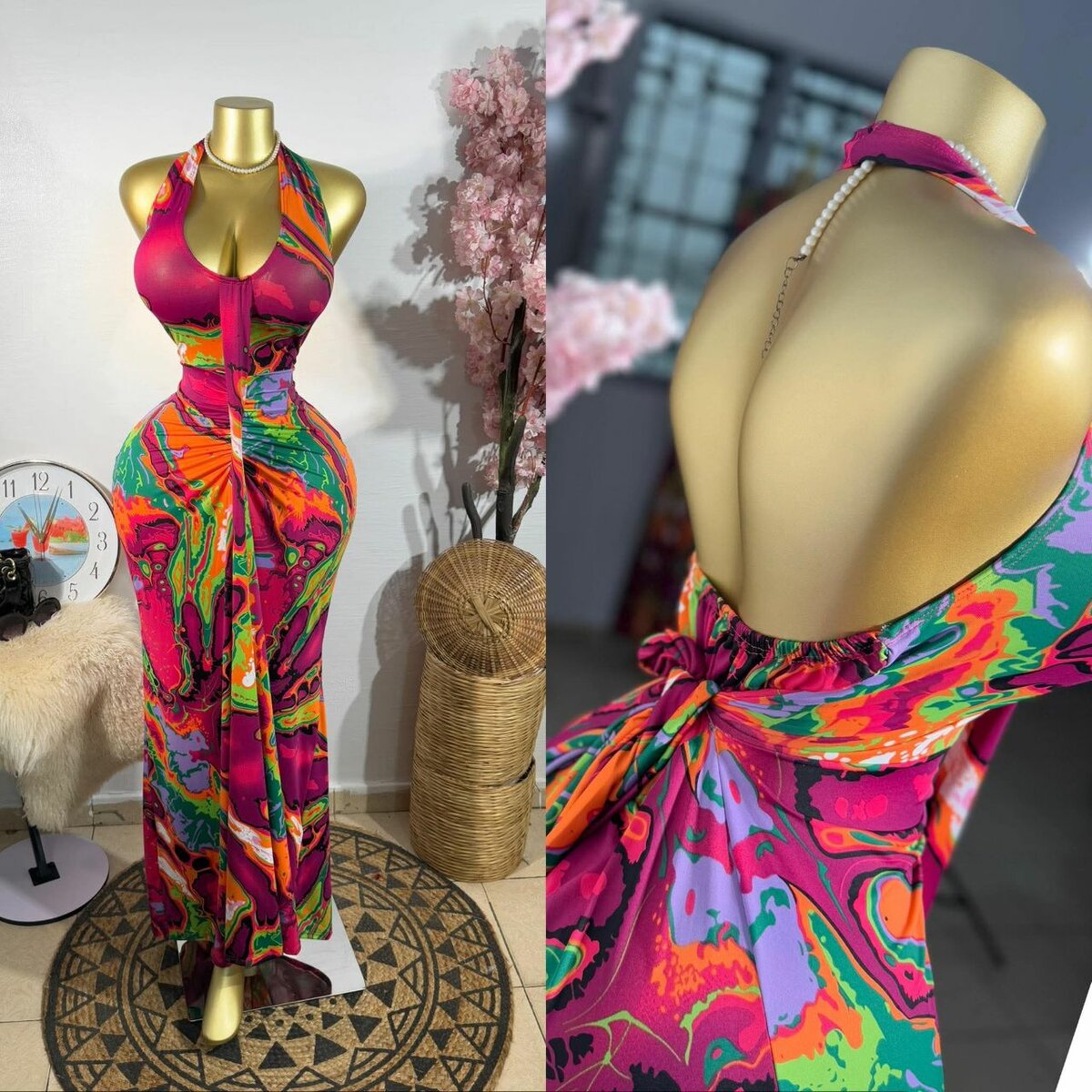 Robe longue élégante colorée