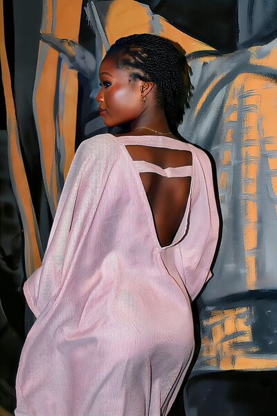 Robe Caftan Rose Élégant