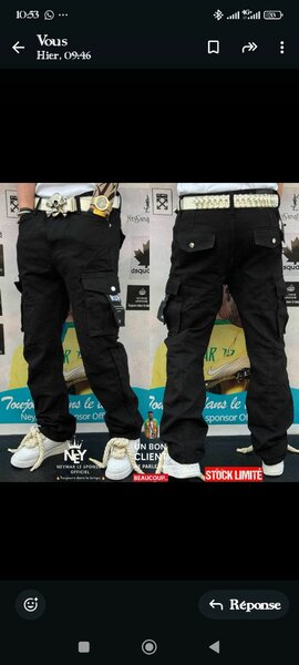 Pantalon cargo noir streetwear
