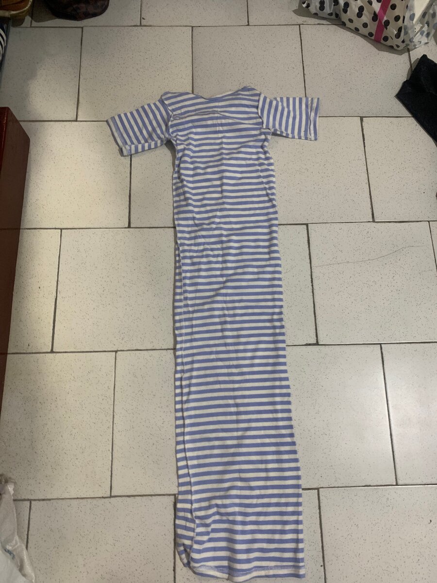 Robe longue rayée en coton