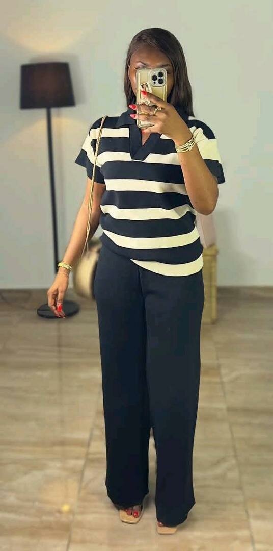 Ensemble rayé chic femme