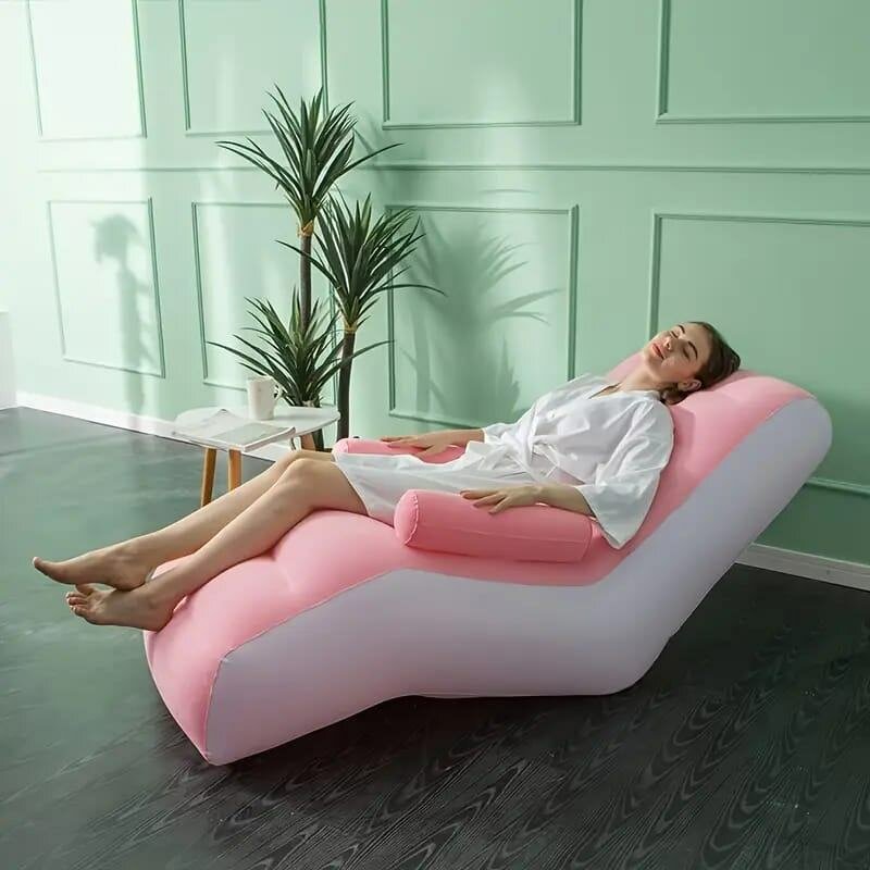 Chaise longue gonflable rose