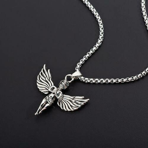 Collier pendentif ange argenté