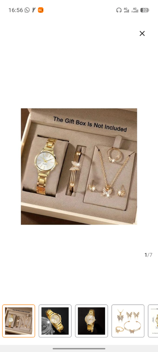 Set Montre et Bijoux Doré