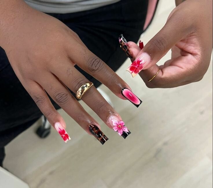 Ongles Acryliques Art Floral