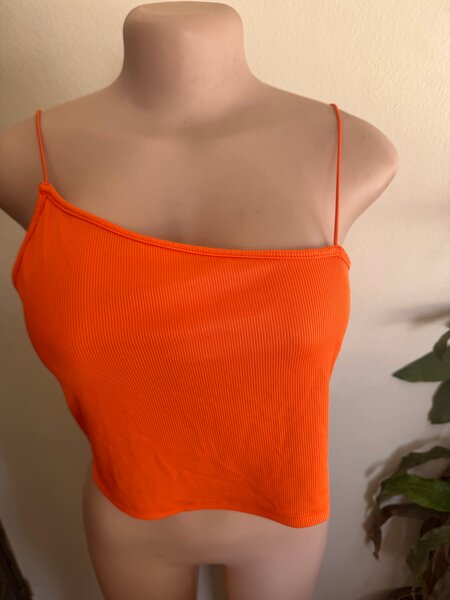 Top asymétrique orange vif