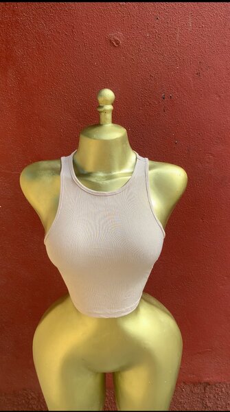 Crop top blanc en maille pour femme