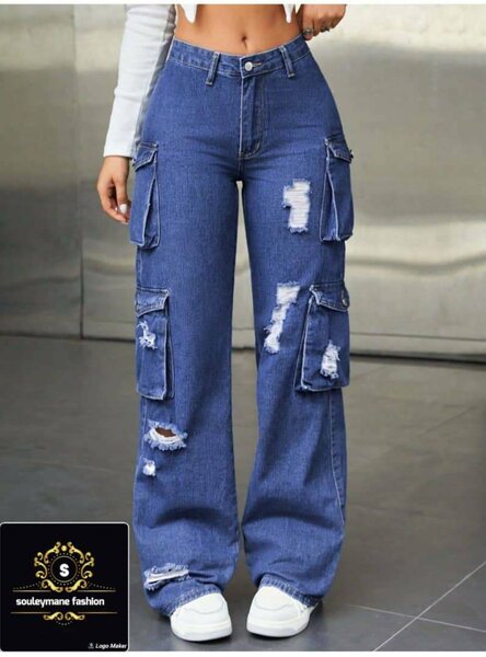 Jean cargo femme déchiré