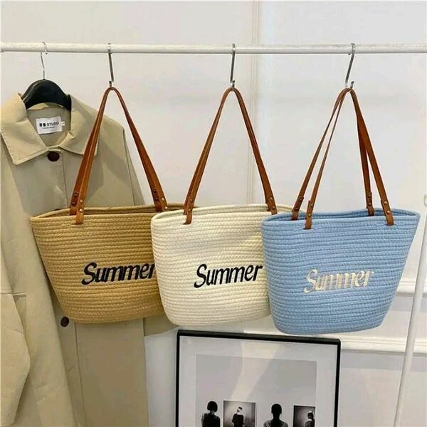 Sac de plage en paille "Summer"