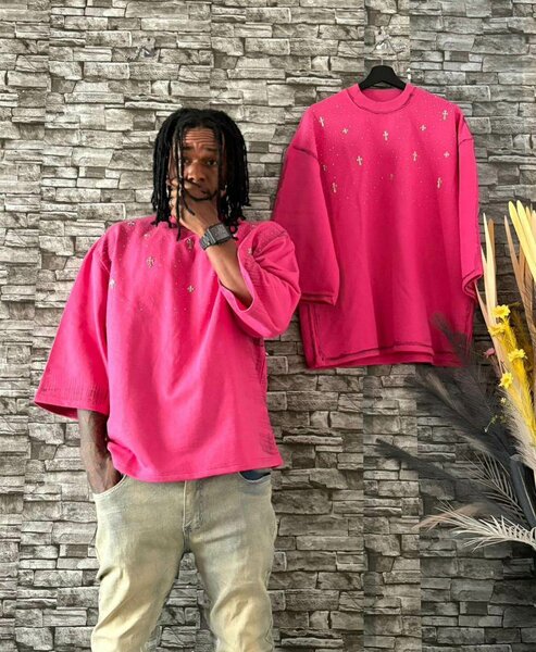 T-shirt ample strass unisexe