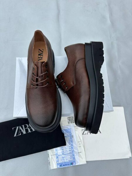 Chaussures Derby en cuir marron