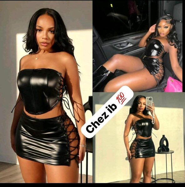 Ensemble jupe top cuir sexy