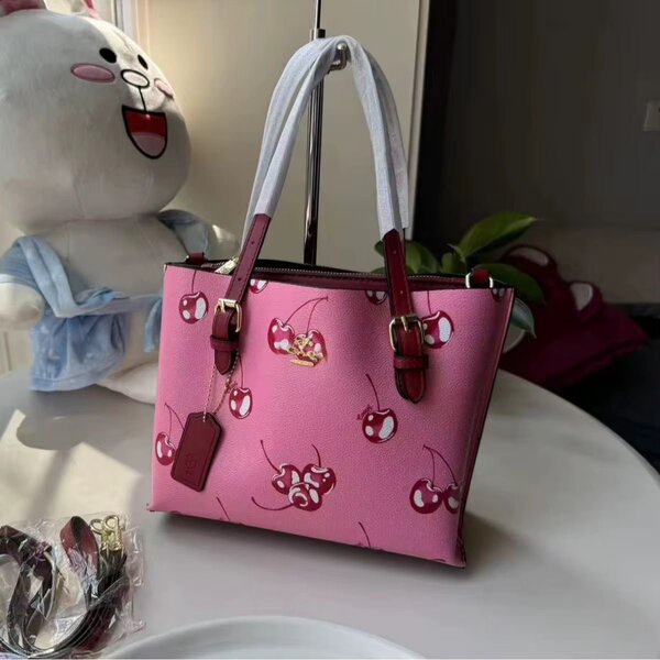 Sac à main rose avec motif cerise pour femme