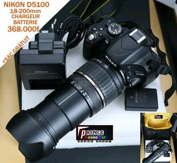 Appareil photo reflex Nikon D5100 avec objectif 18-200mm