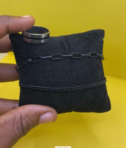 Bracelet et Bague Noir et Argent