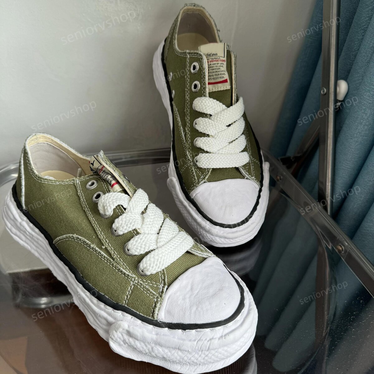 Sneakers en toile verte