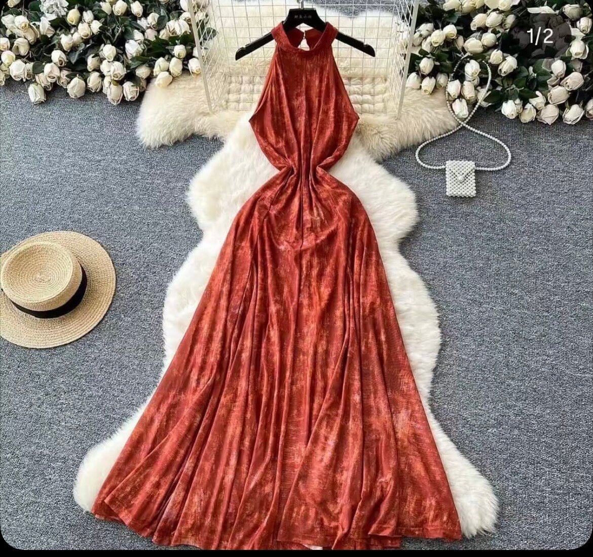 Robe longue élégante rouge