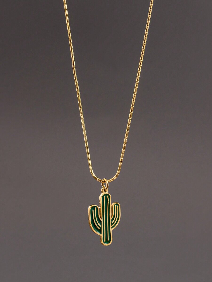 Collier pendentif cactus moderne