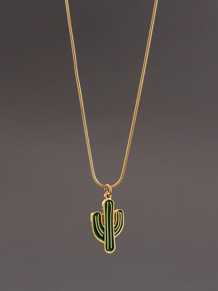 Collier pendentif cactus moderne