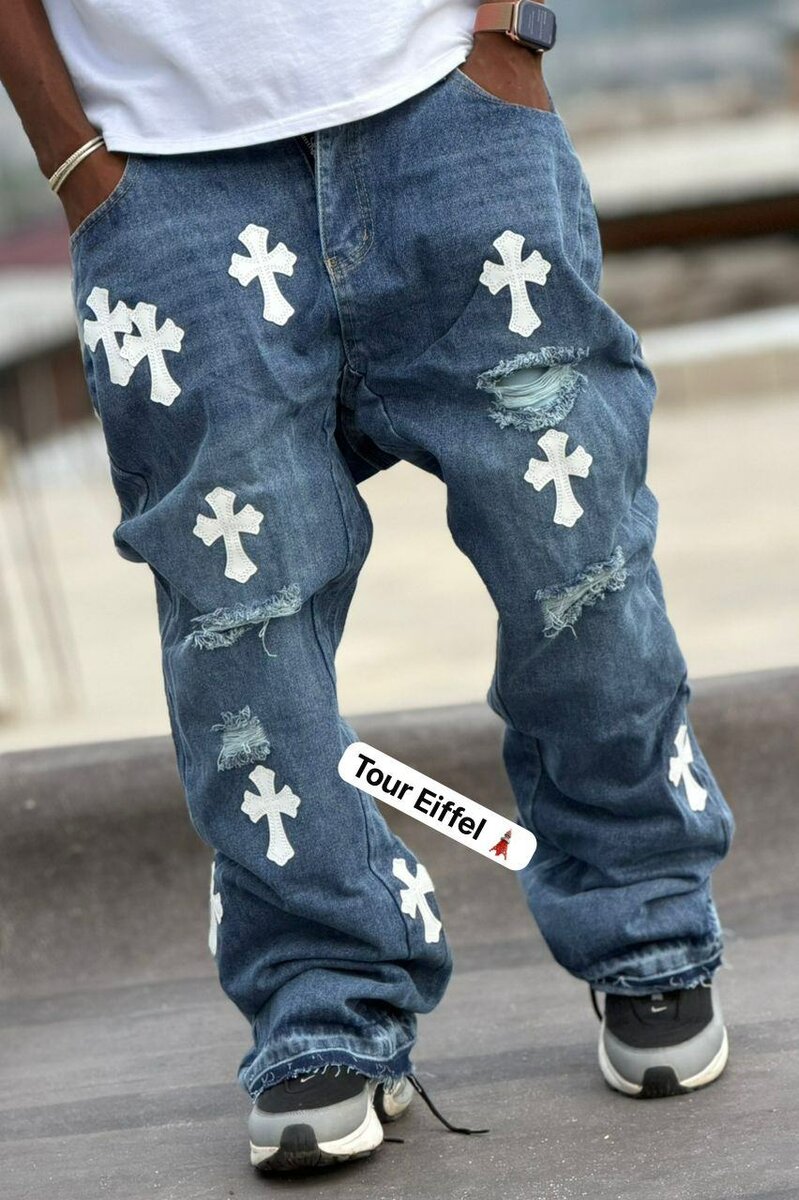 Jean baggy croix décontracté