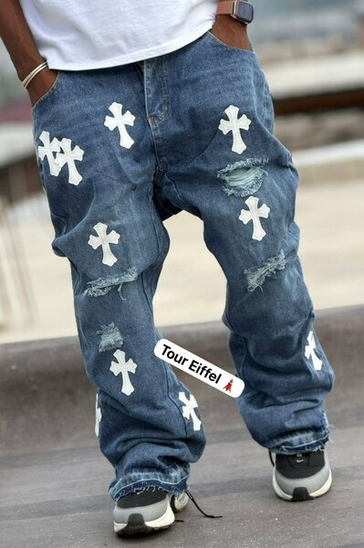 Jean baggy croix décontracté