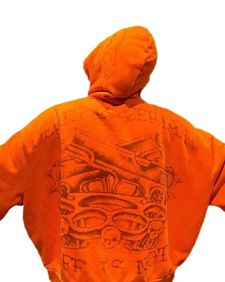 Sweat à capuche orange Hell Drunk