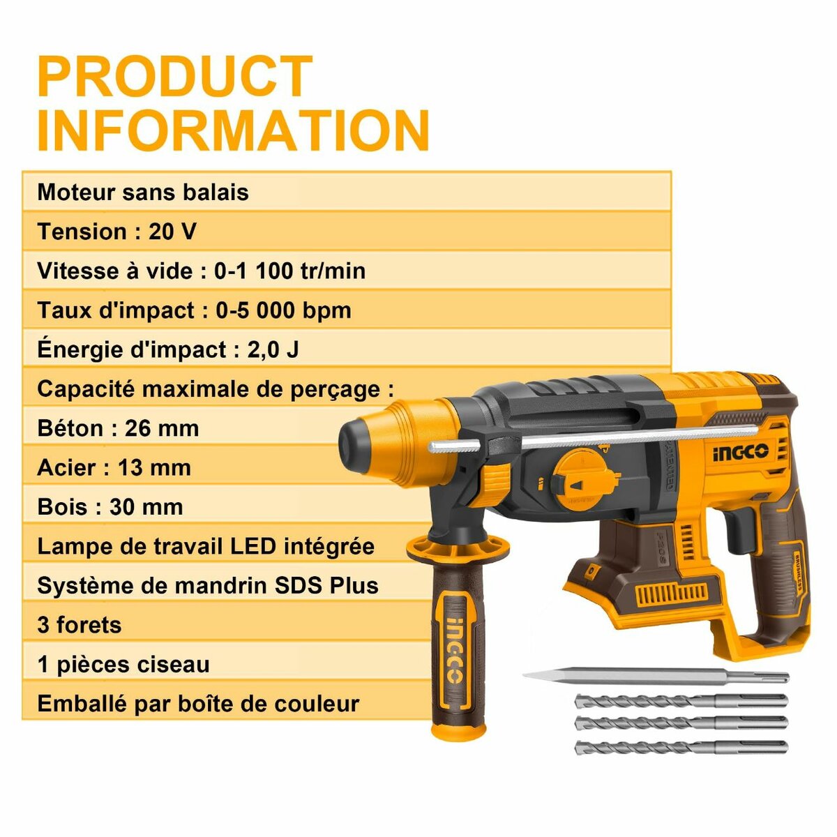 Perforateur SDS Plus 20V