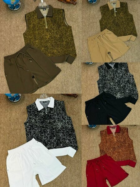 Ensemble gilet imprimé + short (plusieurs coloris)