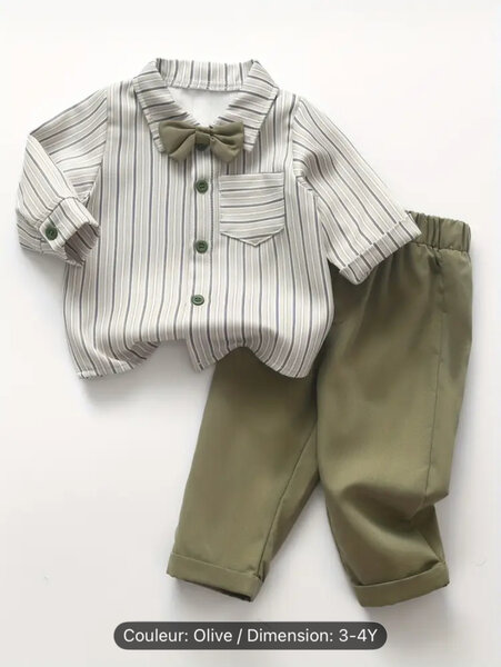 Ensemble enfant rayé olive