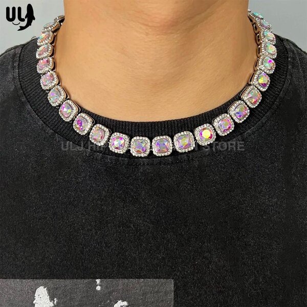 Collier homme strass coloré