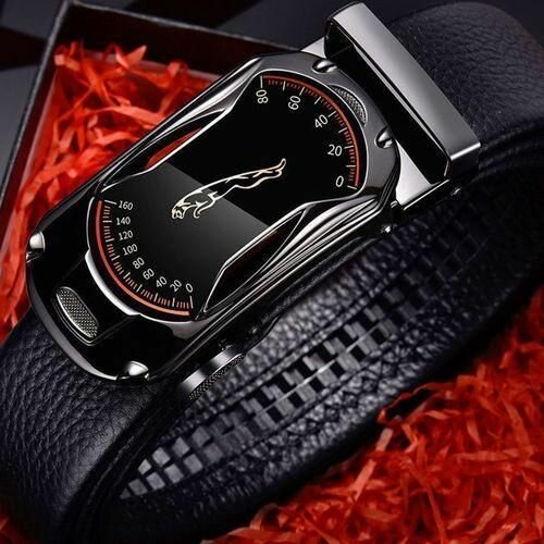 Montre ceinture en cuir noir avec boucle Jaguar