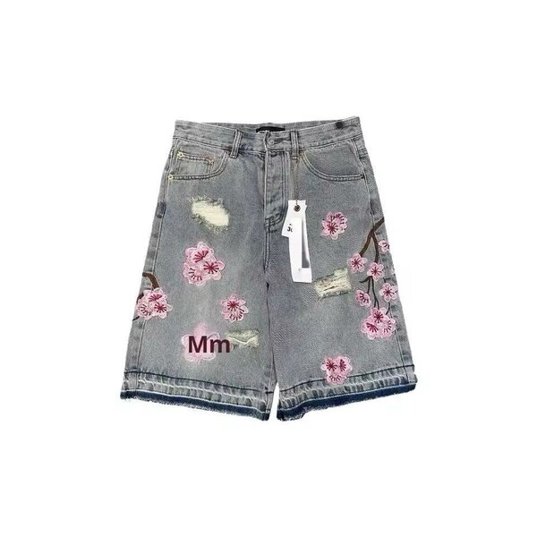 Shorts en jean brodé floral