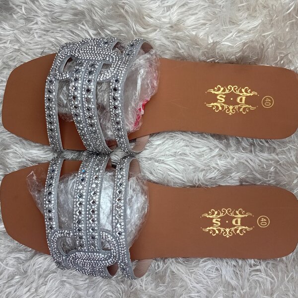 Sandales Femme Strass Argent