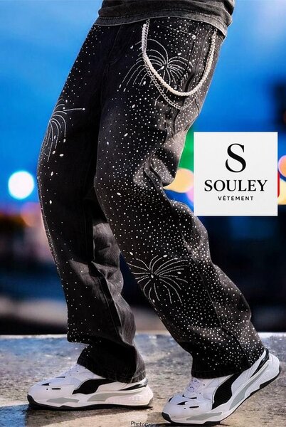 Jean noir étoilé homme