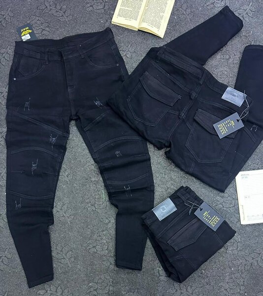 Jeans cargo noir pour homme