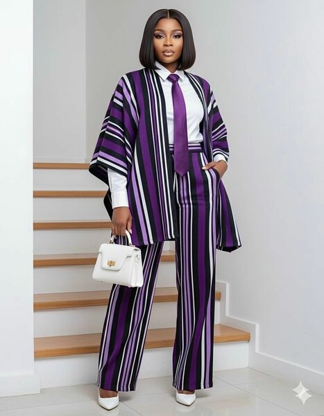 Ensemble moderne kimono rayé