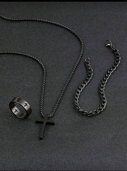 Ensemble bijoux acier noir
