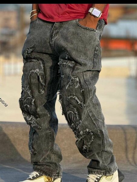 Jeans déchirés homme cargo noir