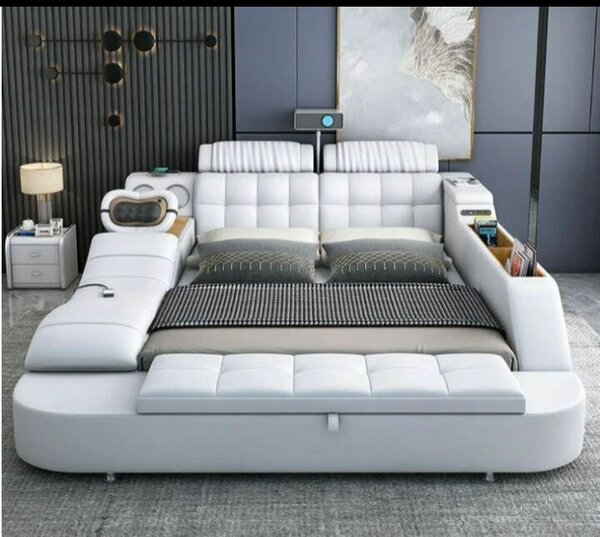 Lit multifonction blanc moderne